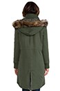 view 6 of 7 Abby Tencel Long Coat w/ Faux Fur Trim in Military Green