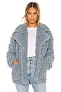 view 1 of 5 Warmings Signs Faux Fur Coat in Dusty Blue