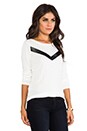 view 2 of 5 Deborah Long Sleeve Top w/ Faux Leather Insert in Dirty White