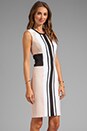view 3 of 6 Sleeveless Stripe Front Dress in Bare Pink Combo
