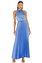 view 1 of 3 Pleat Halter Gown in Cassis Blue
