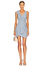 view 1 of 4 Ruffle Crepe Mini Dress in Dusty Blue