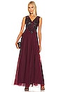view 1 of 5 Long Lace Evening Dress in Deep Cranberry