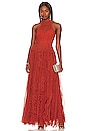 view 1 of 3 Pleated Gown in Cinnamon Stick