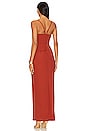 view 3 of 3 V Neck Ruffle Gown in Red Ochre
