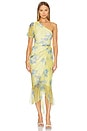 view 1 of 3 One Shoulder Midi Dress in Yellow Combo