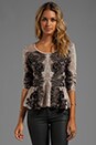 view 1 of 4 Printed Peplum Sweater in Bare Pink Combo