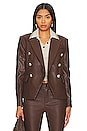 view 1 of 5 Faux Leather Blazer in Chocolate