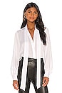 view 1 of 5 Tie Neck Woven Blouse in Optic White