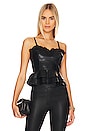 view 1 of 4 Faux Leather Peplum Top in Black