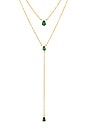 view 2 of 2 Esmeralda Lariat Necklace in Gold & Emerald