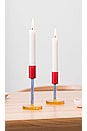 view 2 of 2 Tall Glass Candlestick in Blue & Red