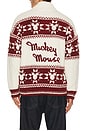 view 1 of 4 Disney Mickey Fair Isle Zip Sweater in Cream & Crimson
