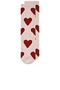 view 3 of 4 Cozy Chic Heart Print Socks in Dusty Rose & Cherry