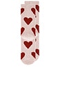 view 4 of 4 Cozy Chic Heart Print Socks in Dusty Rose & Cherry