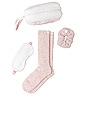 view 1 of 1 CozyChic Barbie Eye Mask, Scrunchie, Sock Set in Sea Salt & Dusty Rose