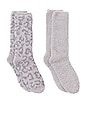 view 1 of 1 CozyChic Barefoot In The Wild 2 Pair Sock Set in Linen & Warm Gray Multi