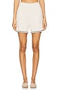 view 1 of 6 CozyChic Light Pointelle Shorts in Sand Dune & Deep Juniper