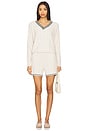 view 5 of 6 CozyChic Light Pointelle Shorts in Sand Dune & Deep Juniper