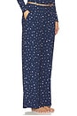 view 2 of 4 Ultra Soft Rib Lettuce Hem Wide Leg Pant in Marine & Pink Peonie
