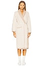 view 1 of 4 CozyChic Cotton Pinstripe Robe in Cream & Tan