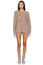 view 1 of 10 CONJUNTO PIJAMA CABLE PULLOVER AND SHORT SET in Sable