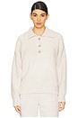 view 1 of 4 CozyChic Button Pullover in Heathered Stone & Cream