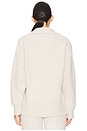view 3 of 4 CozyChic Button Pullover in Heathered Stone & Cream