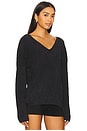view 2 of 5 CozyChic Lite Ribbed V Pullover With Back Tie in Black