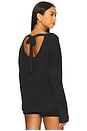 view 4 of 5 CozyChic Lite Ribbed V Pullover With Back Tie in Black