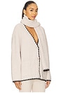 view 2 of 4 CozyChic Blanket Stitch Cardigan With Detachable Scarf in Stone