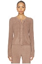 view 1 of 4 CozyChic Ultra Lite Pointelle Rib Ruffle Front Cardigan in Sable