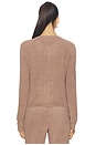 view 3 of 4 CozyChic Ultra Lite Pointelle Rib Ruffle Front Cardigan in Sable