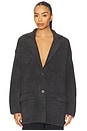 view 1 of 5 CozyChic Rib Oversized Notch Collar Blazer in Carbon