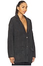 view 3 of 5 CozyChic Rib Oversized Notch Collar Blazer in Carbon