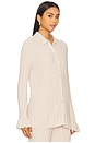 view 2 of 4 CozyChic Ultra Lite Ribbed Ruffle Cuff Shirt in Stone
