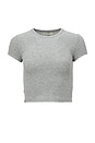 view 1 of 2 Malibu Collection Ultra Soft Rib Cropped Tee in Heathered Gray