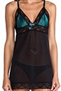 view 5 of 6 Satin Lace Chemise in Emerald in Green & Black