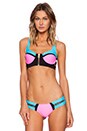view 1 of 3 Endless Summer Push Up Bikini Top in Blue & Hot Pink & Black