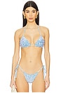 view 1 of 5 Capri Triangle Bikini Top in Blue Shell Sequins