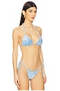 view 2 of 5 Capri Triangle Bikini Top in Blue Shell Sequins