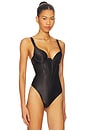 view 3 of 5 Verona Luxury Satin Wired Push-up Bodysuit in Black