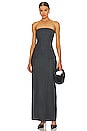 view 1 of 4 Pine Strapless Maxi Dress in Charcoal Pinstripe