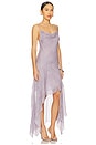 view 2 of 5 Tallis Asymmetrical Dress in Lilac Denim Print