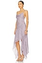 view 3 of 5 Tallis Asymmetrical Dress in Lilac Denim Print