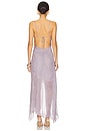 view 4 of 5 Tallis Asymmetrical Dress in Lilac Denim Print