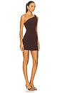 view 2 of 3 Ariven Asymmetric Mini Dress in Dark Chocolate