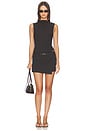 view 1 of 5 Sazriel Buckle Mini Dress in Choc & Amber Pinstripe
