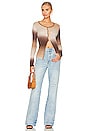 view 4 of 4 Alana Long Sleeve Knit Cardigan in Choc Gradient
