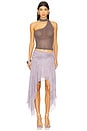view 5 of 6 Tallis Asymmetrical Skirt in Lilac Denim Print